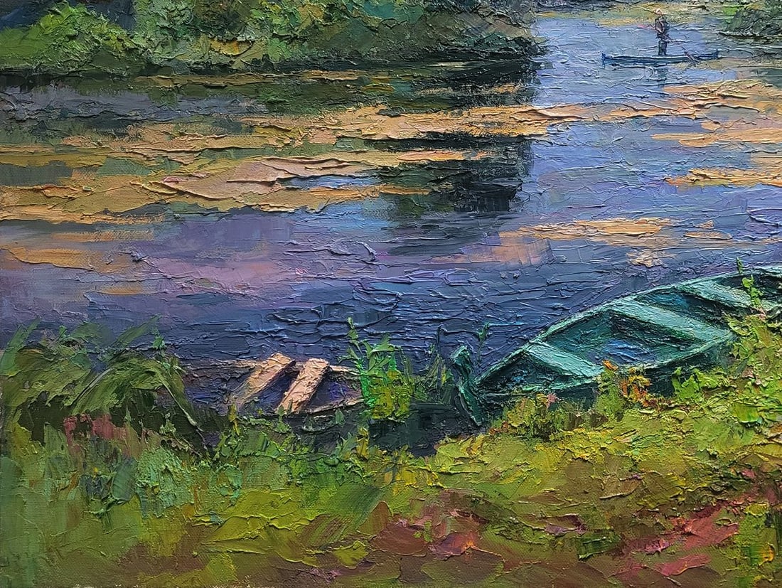 Oil painting Boat on the pond Boris Serdyuk - 6