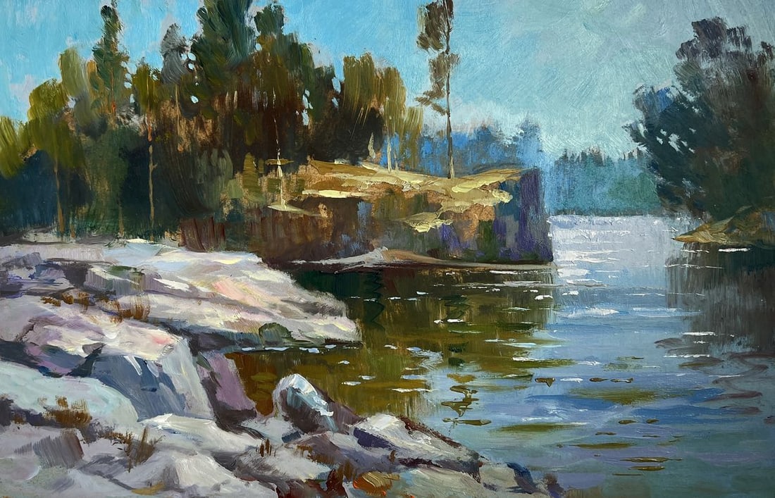 Oil painting Walk along the river Yuriy Suprunchuk - 3