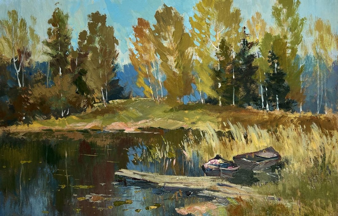 Oil painting Forest reflection in a pond Yuriy Suprunchuk - 3