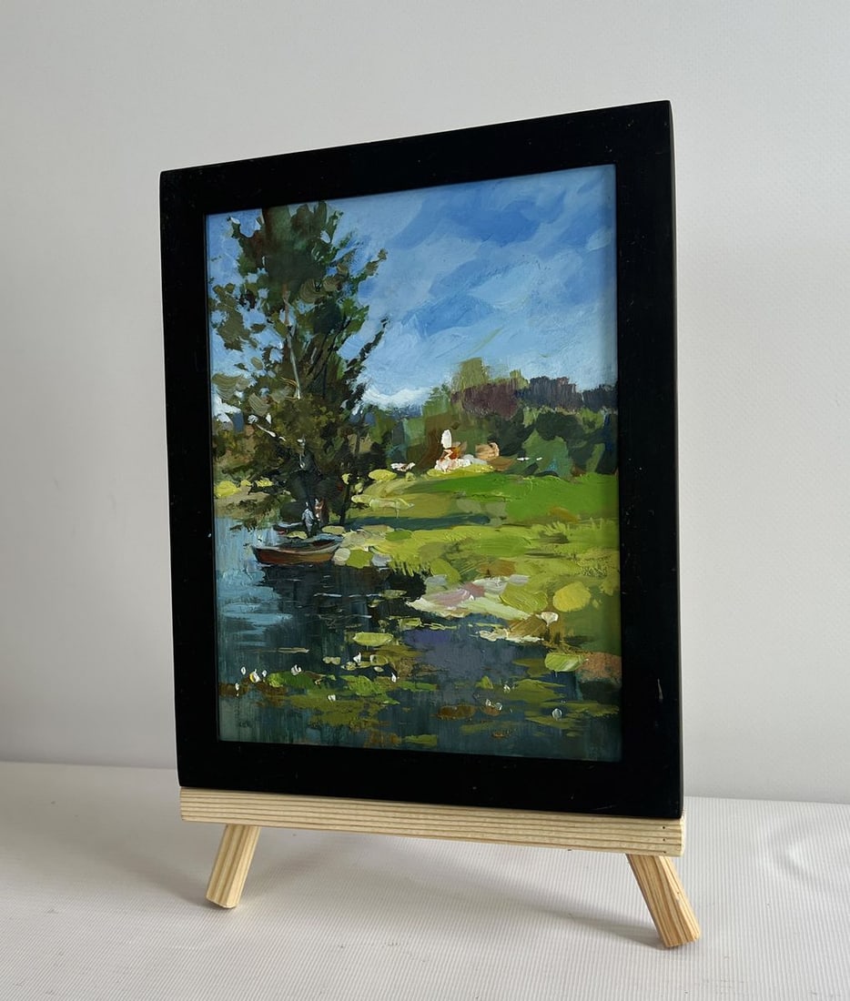 Oil painting A boat by a lonely tree Yuriy Suprunchuk - 2