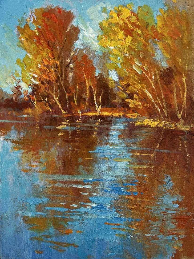 Oil painting Golden reflection of the forest Yuriy Suprunchuk - 3