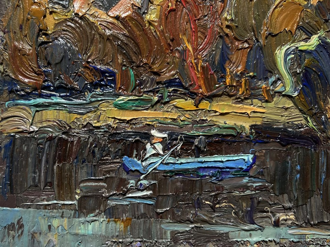 Oil painting Deep into the forest across the river Alex Kalenyuk - 5