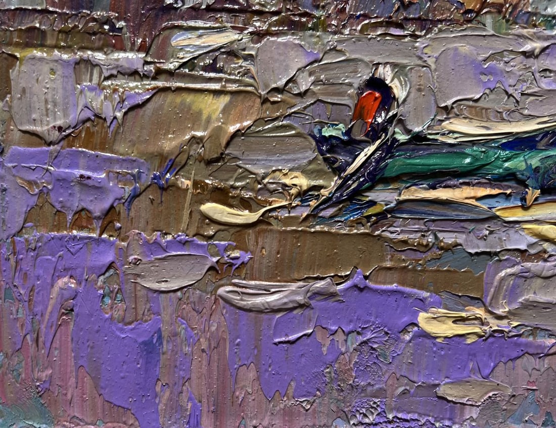 Oil painting The river rose in the village Alex Kalenyuk - 5