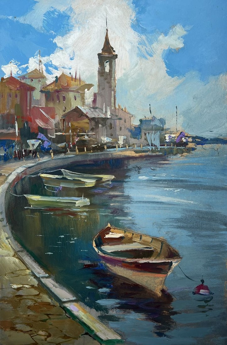 Oil painting Busy city port Yuriy Suprunchuk - 3