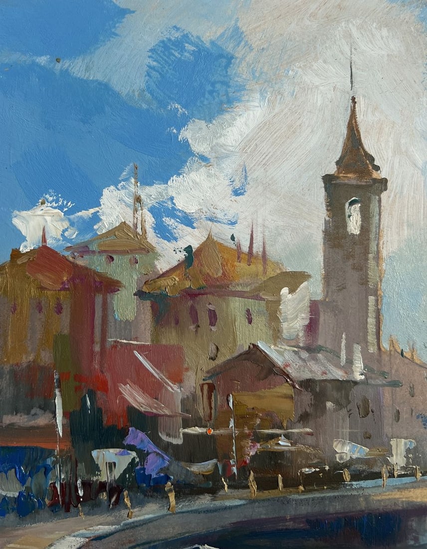 Oil painting Busy city port Yuriy Suprunchuk - 5