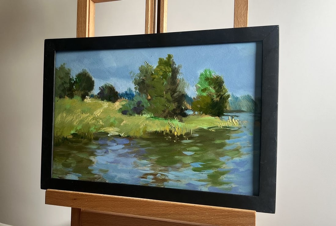 Oil painting A downpour is approaching by the river Yuriy Suprunchuk - 2