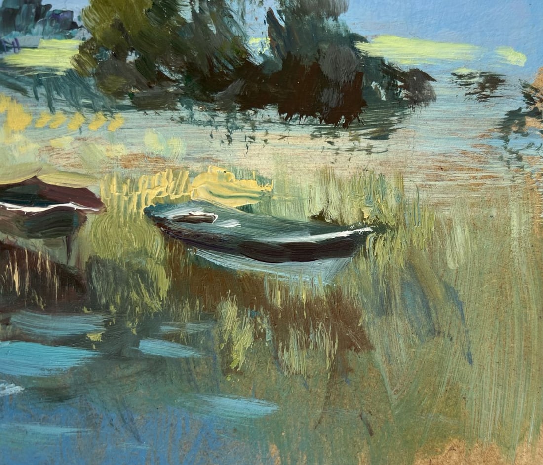 Oil painting Three boats on the river Yuriy Suprunchuk - 9