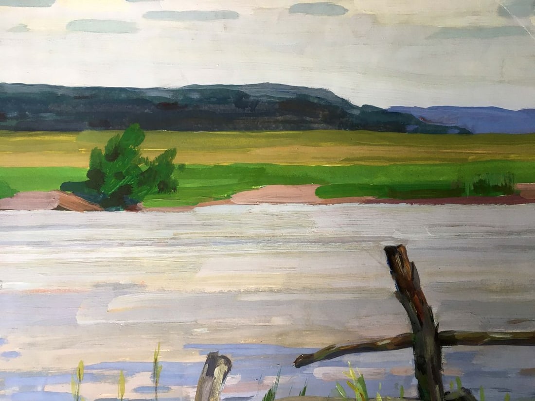 Gouache painting River landscape Chernikov Vladimir Mikhailovich - 3
