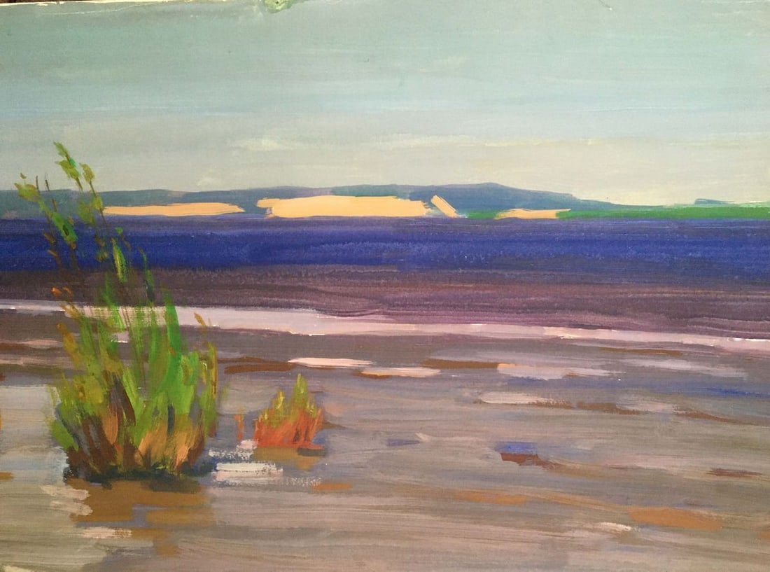 Gouache painting River landscape Chernikov Vladimir Mikhailovich - 6