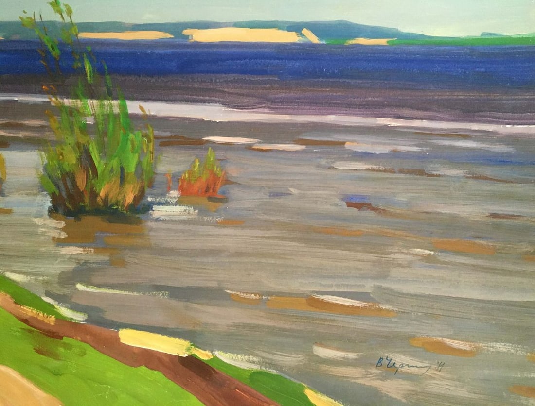 Gouache painting River landscape Chernikov Vladimir Mikhailovich - 7