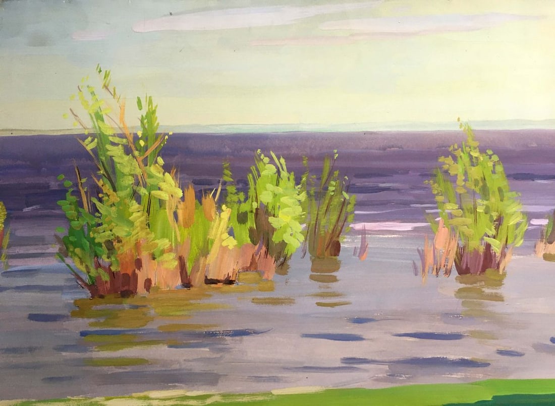 Gouache painting River landscape Chernikov Vladimir Mikhailovich - 9