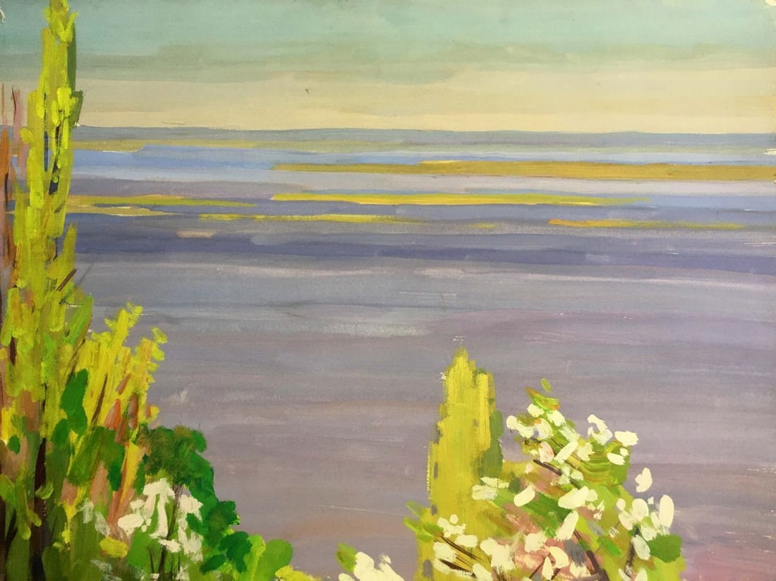 Gouache painting River landscape Chernikov Vladimir Mikhailovich - 5