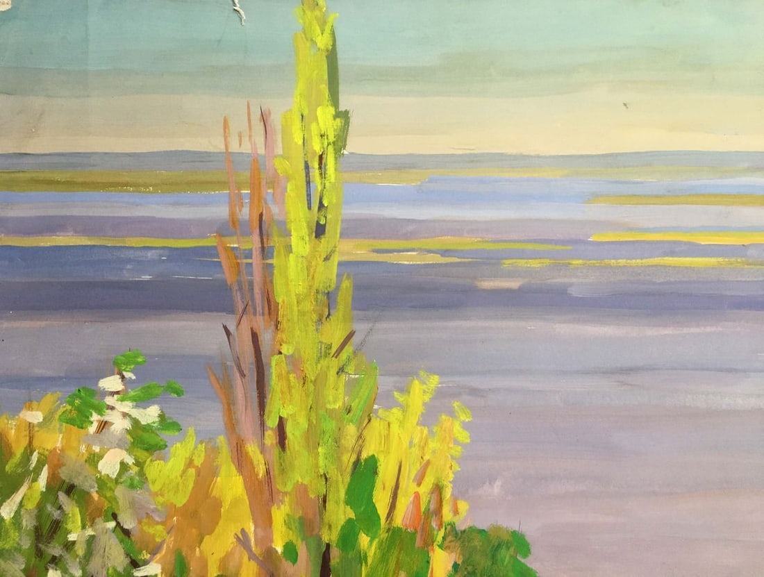 Gouache painting River landscape Chernikov Vladimir Mikhailovich - 6