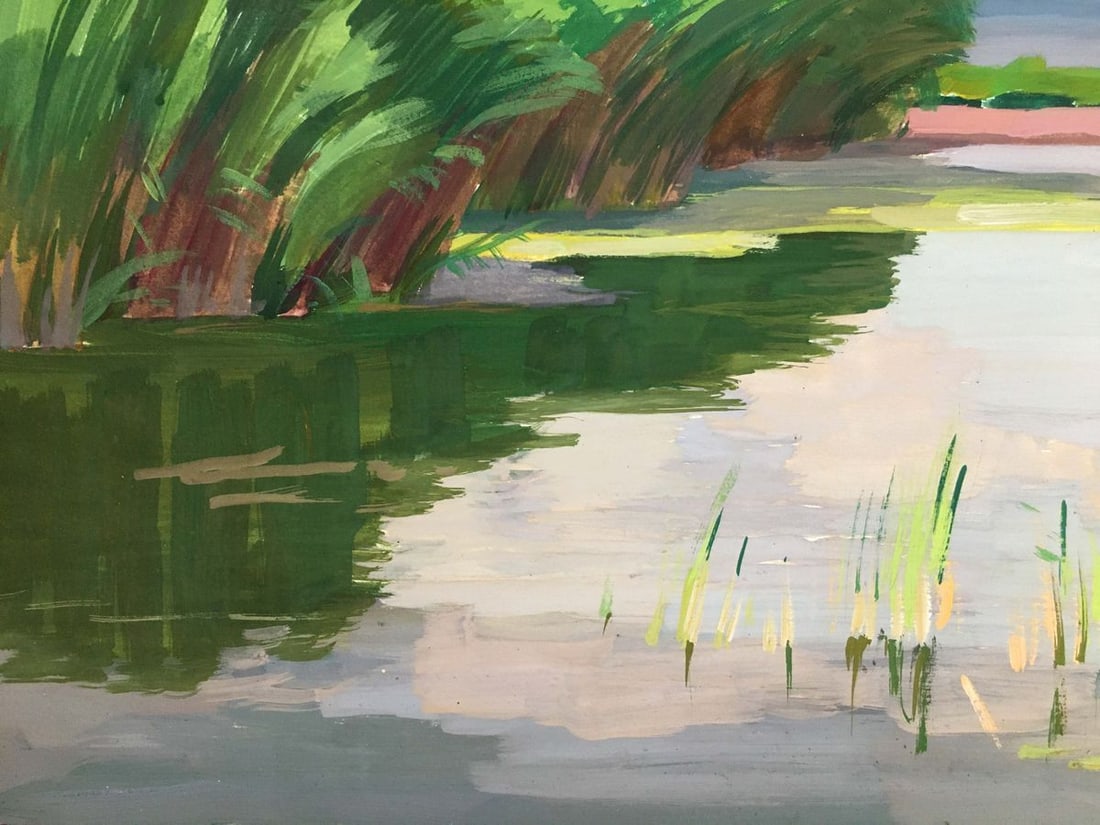 Gouache painting River landscape Chernikov Vladimir Mikhailovich - 5