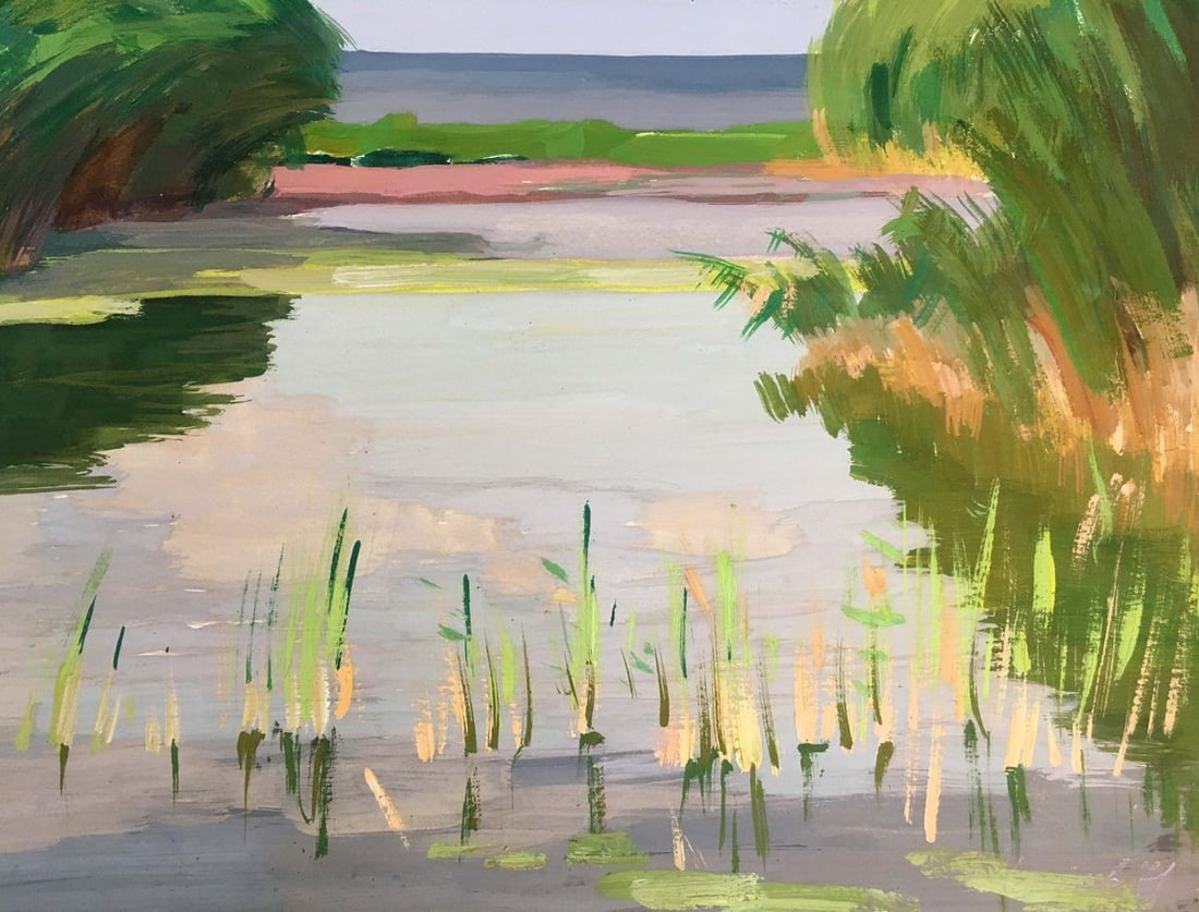Gouache painting River landscape Chernikov Vladimir Mikhailovich - 7
