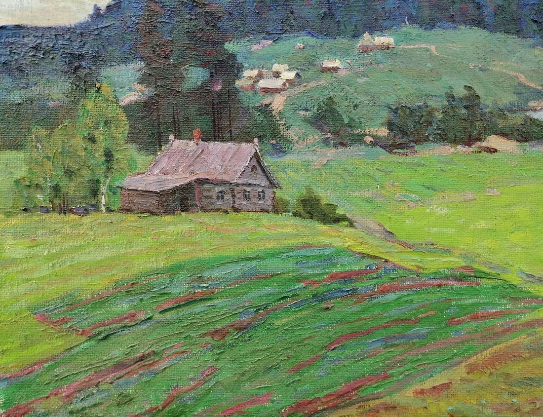 Oil painting Village in the mountains Klyuchnik Vasily Andreevich - 6