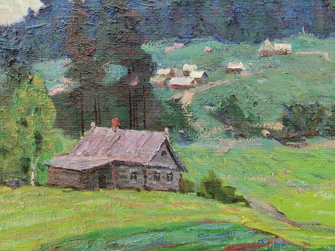 Oil painting Village in the mountains Klyuchnik Vasily Andreevich - 8