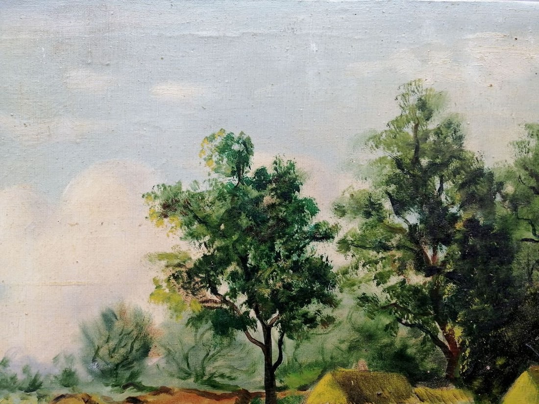 Oil painting Houses by the river Unknown artist - 4