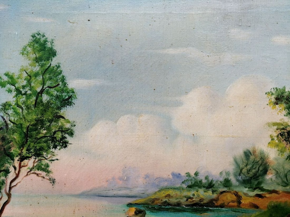 Oil painting Houses by the river Unknown artist - 5