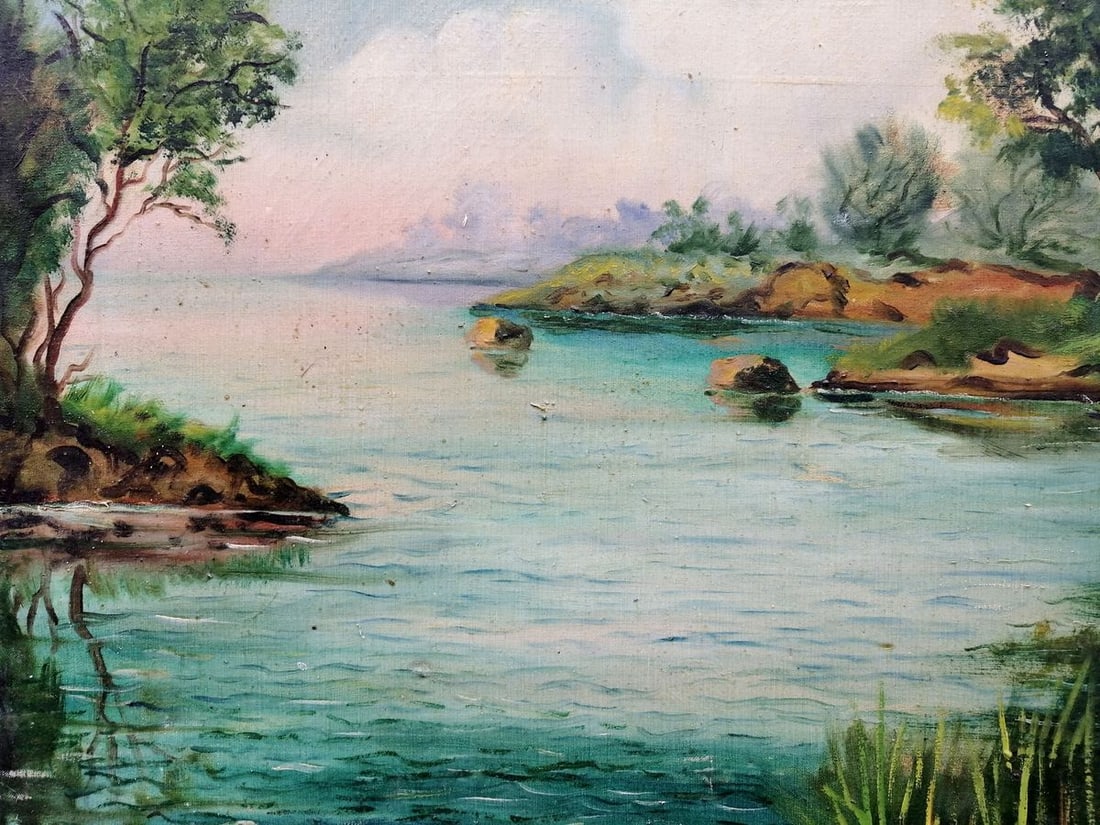 Oil painting Houses by the river Unknown artist - 6