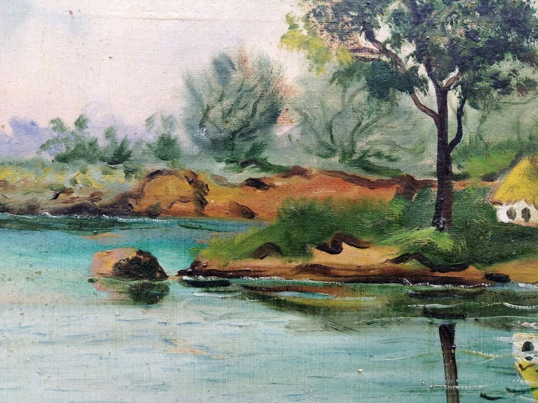 Oil painting Houses by the river Unknown artist - 9