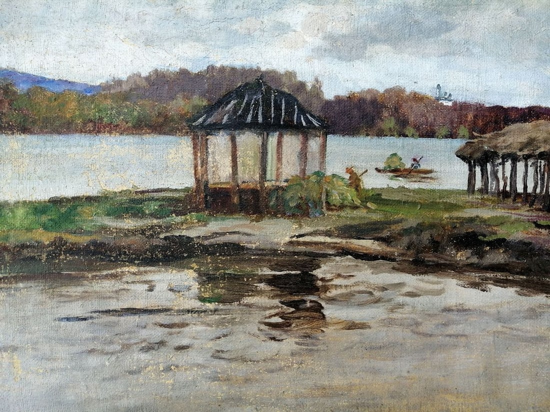 Oil painting Rest by the river Unknown artist - 2