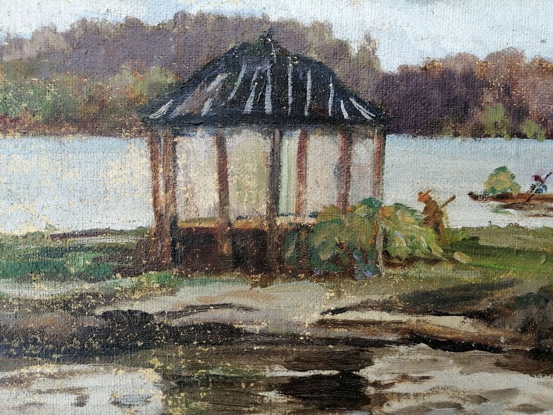 Oil painting Rest by the river Unknown artist - 3