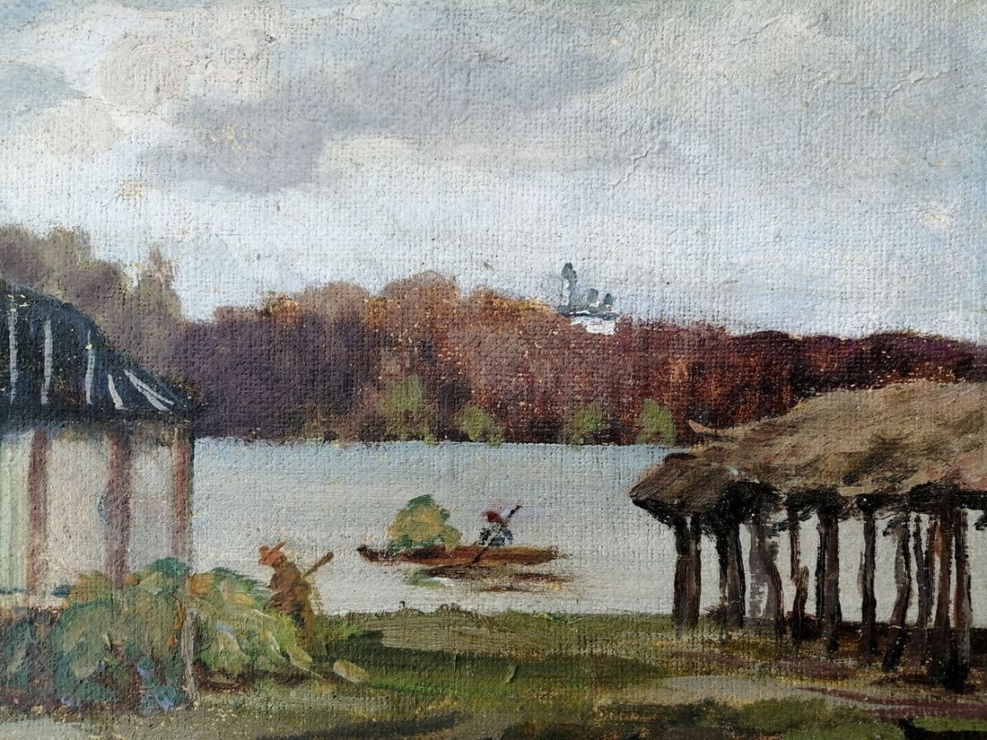 Oil painting Rest by the river Unknown artist - 4