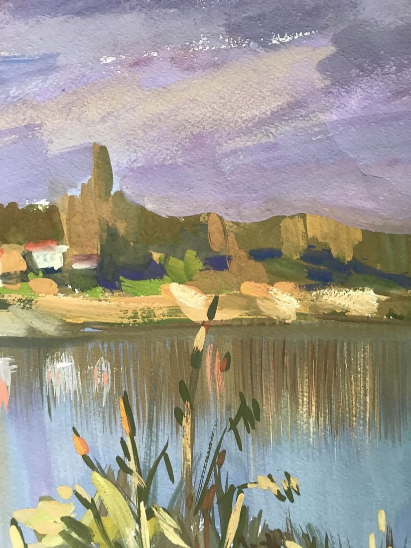 Oil painting Sunset in nature Unknown artist - 9