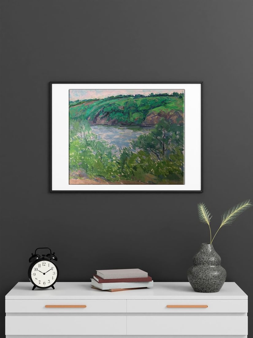 Oil painting Landscape with a river Peter Tovpev - 3