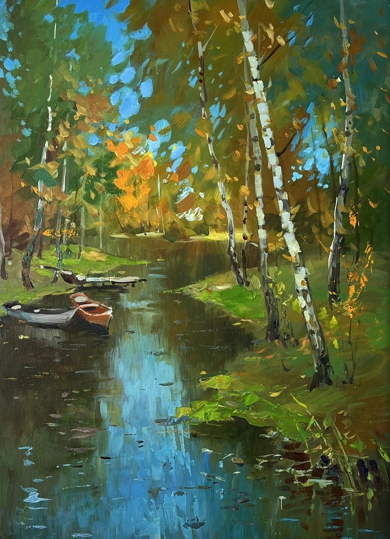 Oil painting A river in the autumn forest Yuriy Suprunchuk - 3