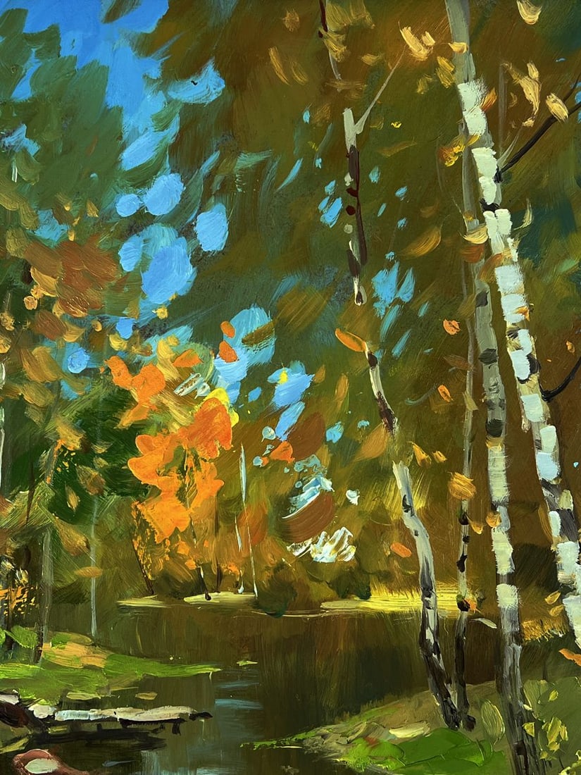 Oil painting A river in the autumn forest Yuriy Suprunchuk - 4