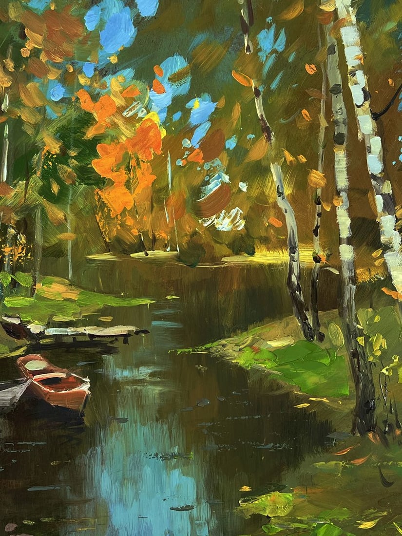 Oil painting A river in the autumn forest Yuriy Suprunchuk - 6