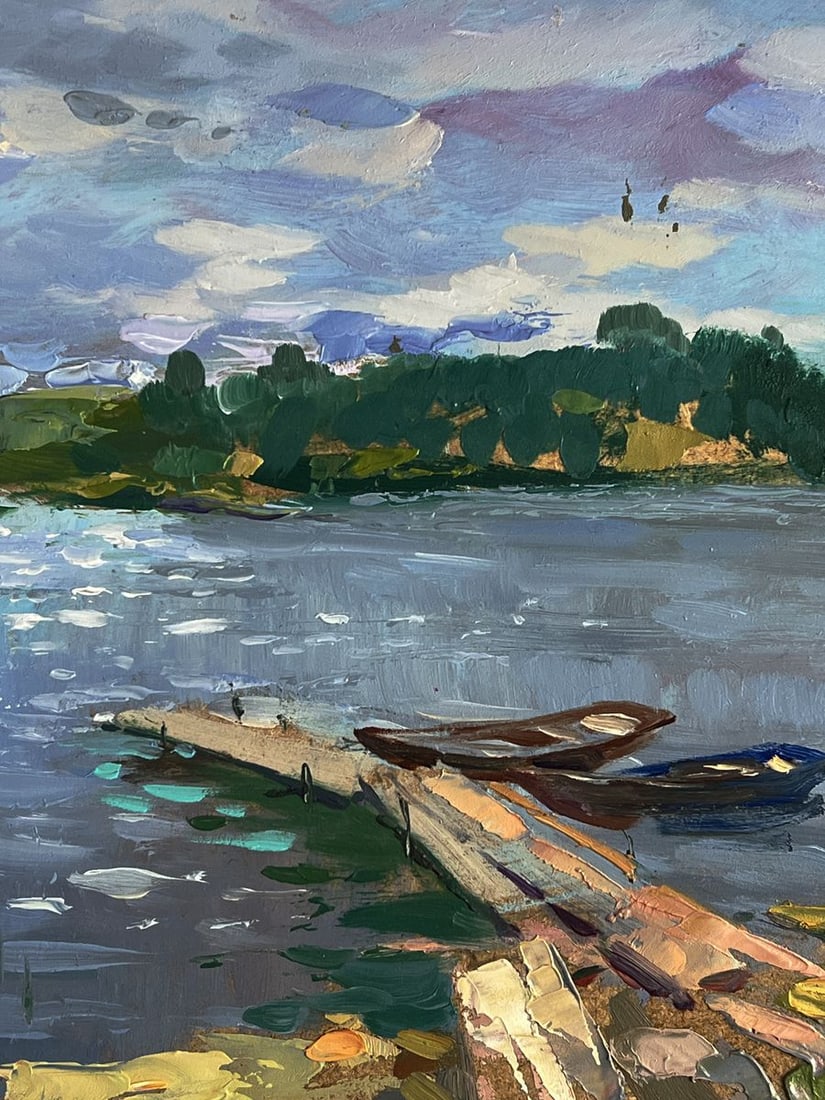 Oil painting Summer fishing on the river Yuriy Suprunchuk - 9