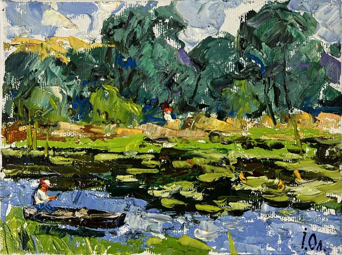 Oil painting Fishing on a small river Oleksiy Ivanyuk - 3