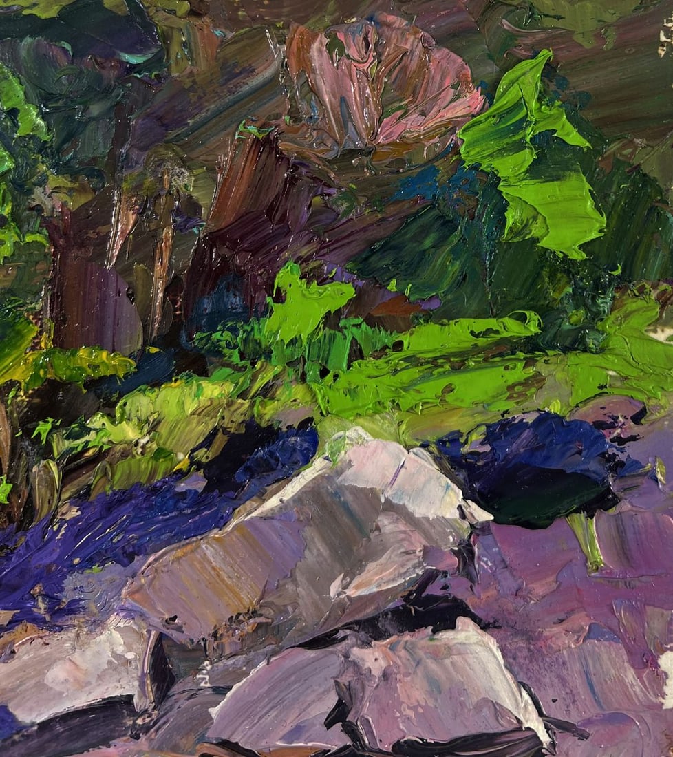 Oil painting Mountain river escending through forest Boris Serdyuk - 4