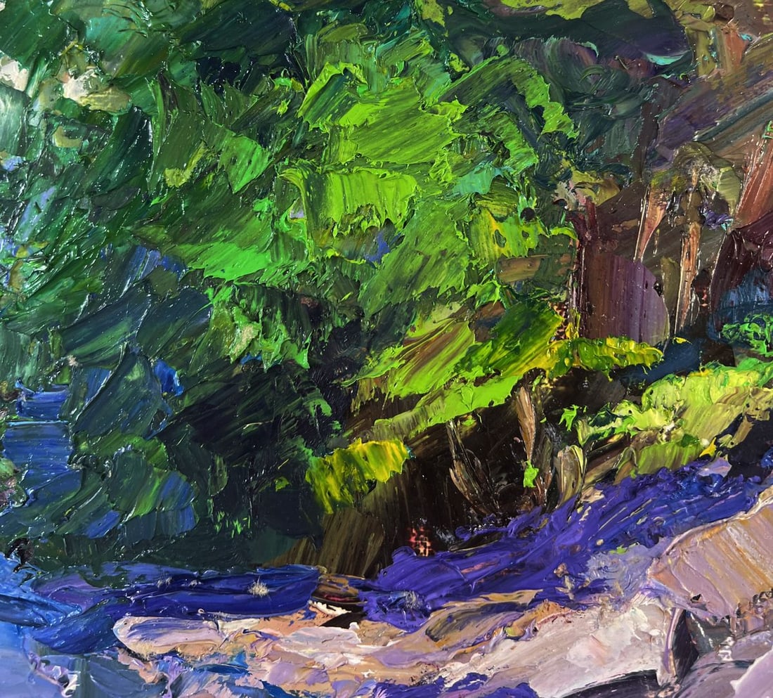 Oil painting Mountain river escending through forest Boris Serdyuk - 5