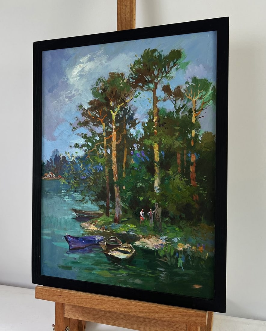 Oil painting Forest descending to the river banks Yuriy Suprunchuk - 2