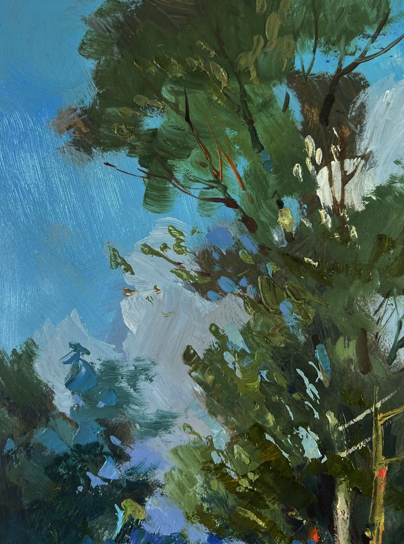 Oil painting Bridge over the river with people Yuriy Suprunchuk - 5