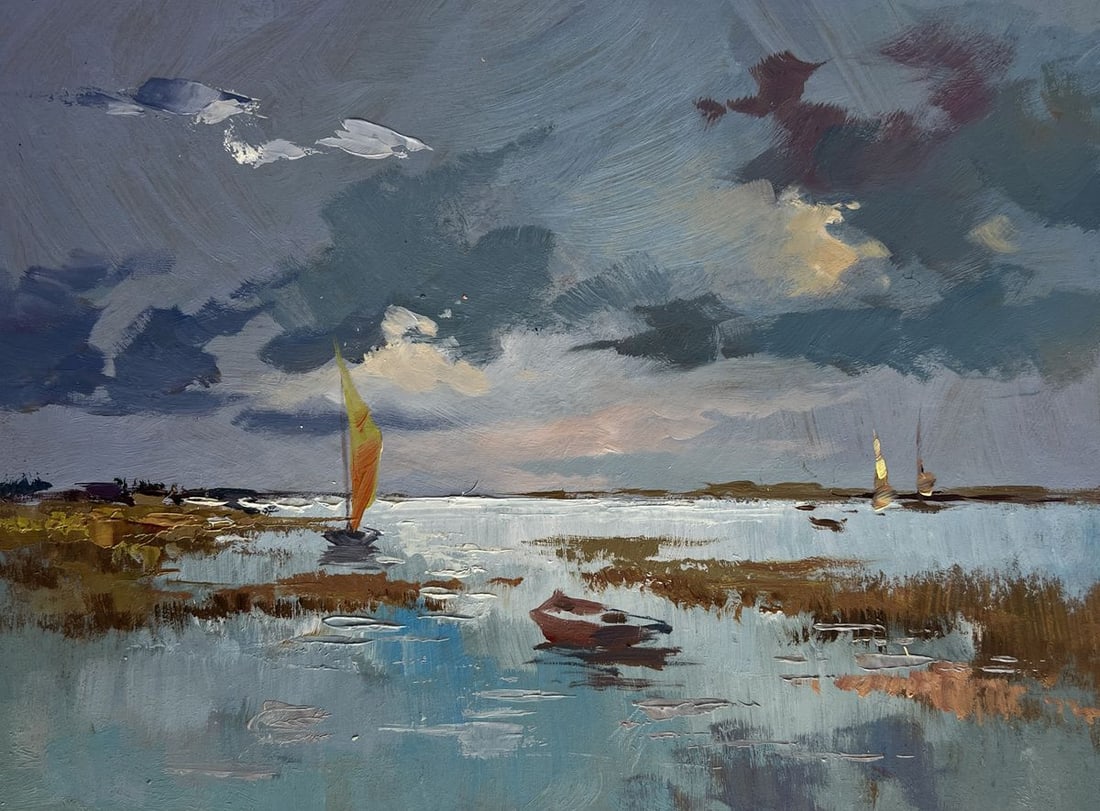 Oil painting A quiet evening by the river Yuriy Suprunchuk - 3