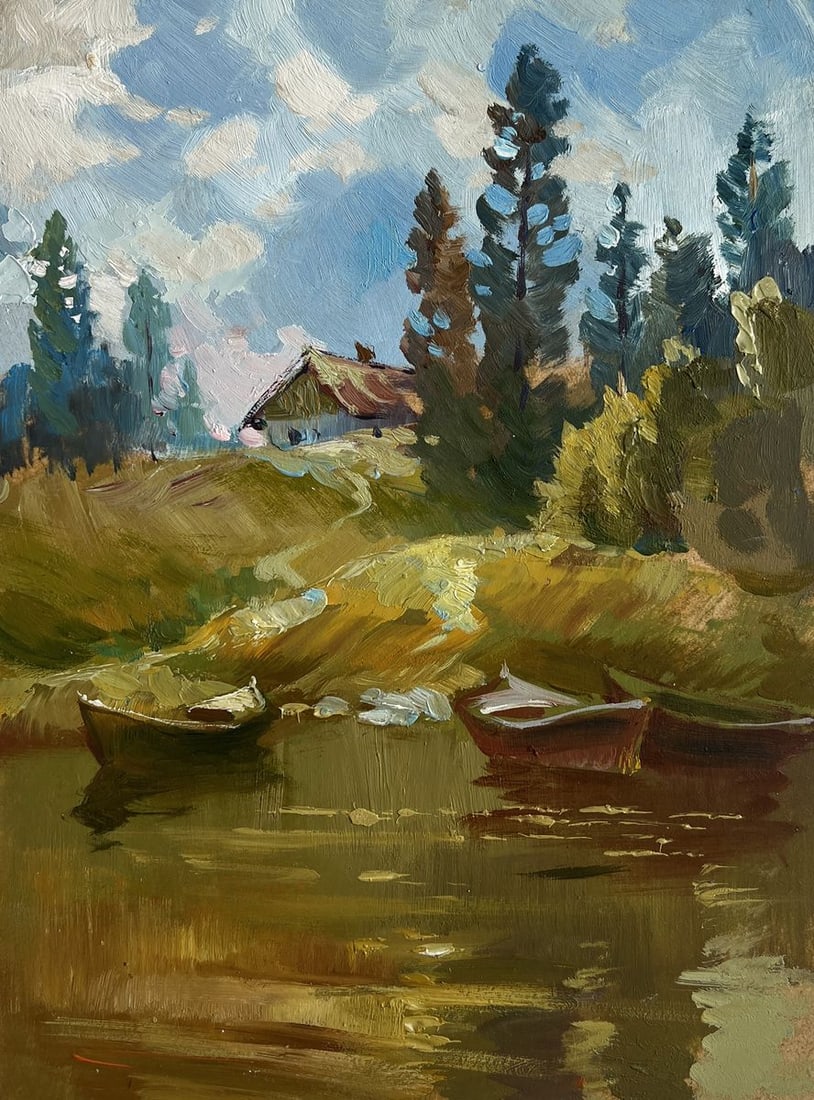 Oil painting Silence in nature near the lake Yuriy Suprunchuk - 3