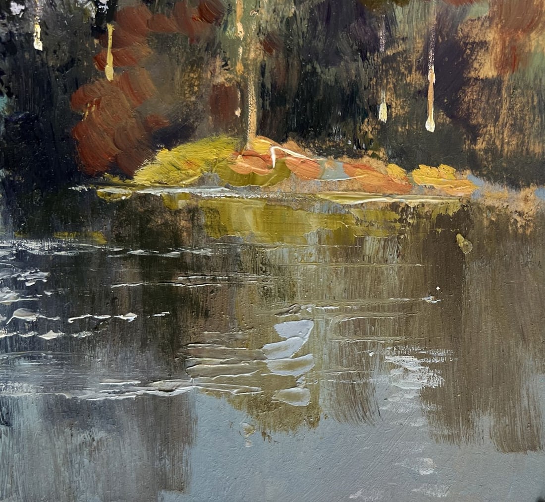 Oil painting A river washes through the autumn forest Yuriy Suprunchuk - 4