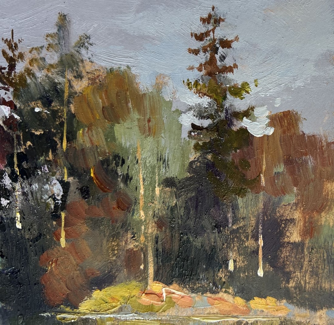 Oil painting A river washes through the autumn forest Yuriy Suprunchuk - 5