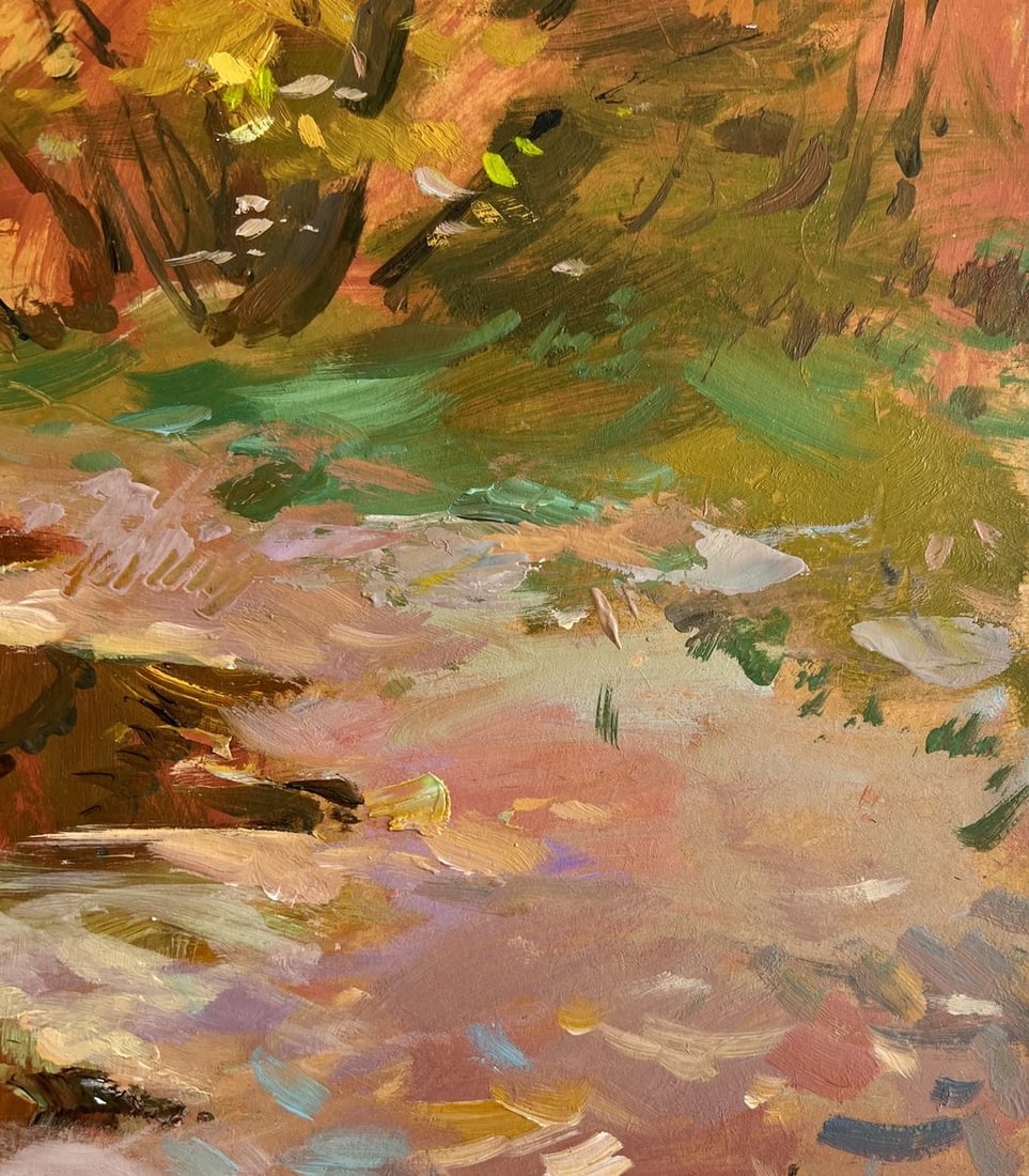 Oil painting Whisper of autumn leaves by the river Yuriy Suprunchuk - 9