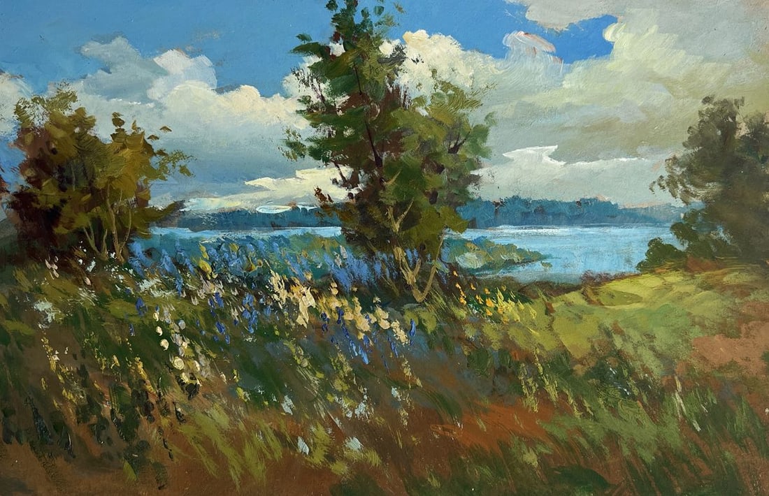 Oil painting Flower field and river Yuriy Suprunchuk - 3