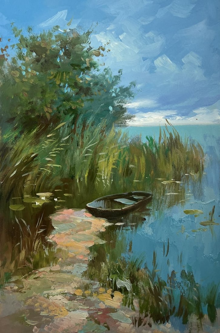 Oil painting Sunny warm day by the river Yuriy Suprunchuk - 3