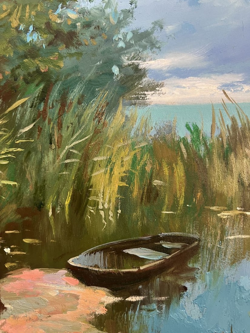 Oil painting Sunny warm day by the river Yuriy Suprunchuk - 6