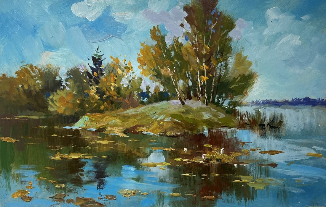 Oil painting The river washes the forest Yuriy Suprunchuk - 3