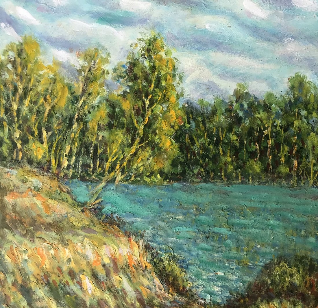 Oil painting On Psla Shapoval Ivan Leontyevich: Title: Oil painting On Psla Shapoval Ivan Leontyevich Description: NoAAA2971 "On Psla" is a captivating oil painting that beautifully captures the tranquility and majesty of nature. The artwork