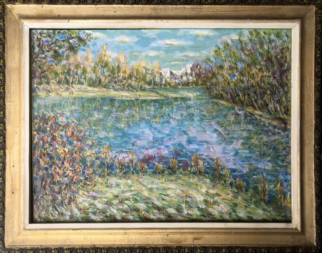 Oil painting Autumn on Psla Shapoval Ivan Leontyevich: Title: Oil painting Autumn on Psla Shapoval Ivan Leontyevich Description: NoAAA2983 "Autumn on the Psel" is a captivating oil painting that transports viewers to a serene landscape brimming with the r